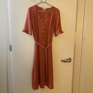 Monteau Pink Polka Dot 3/4 Sleeve Dress